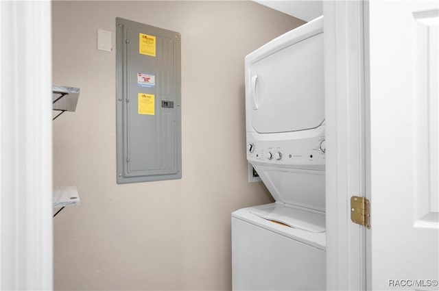 835 N Rembrandt Way, Inverness, FL 34453 - washroom with estacked washer and dryer and electric panel