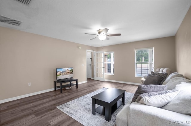 835 N Rembrandt Way, Inverness, FL 34453 - living area featuring dark wood-style floors and ceiling fan