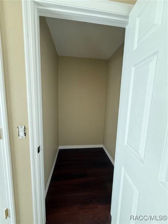 hallway featuring dark hardwood / wood-style floors