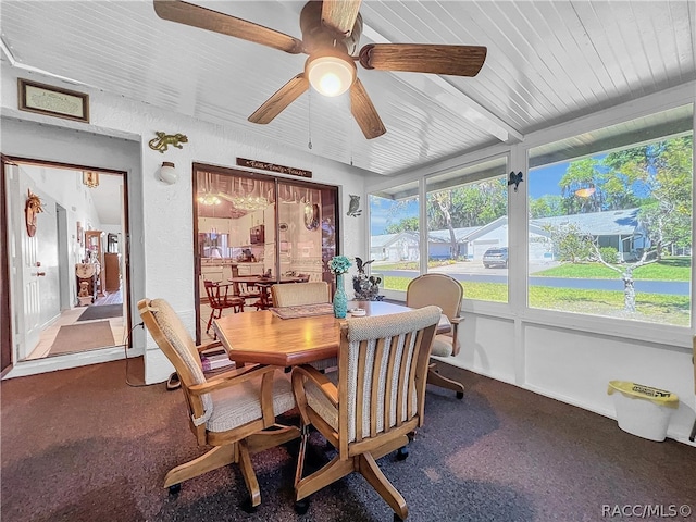 sunroom with ceiling fan