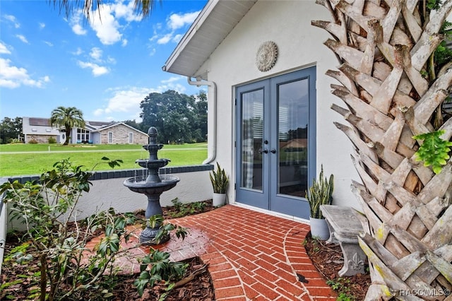 view of patio featuring french doors