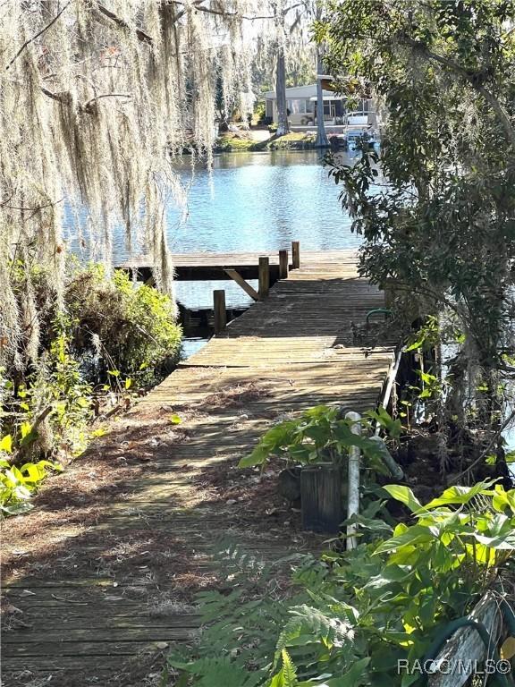 view of dock featuring a water view