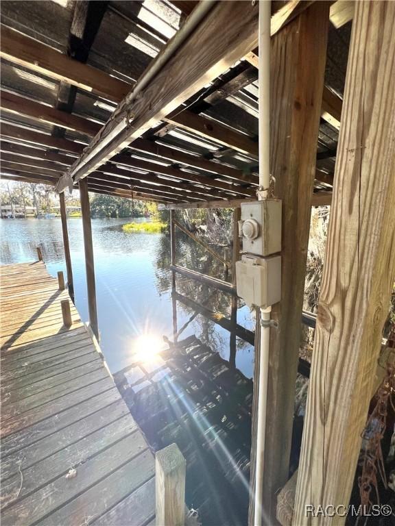 view of dock featuring a water view