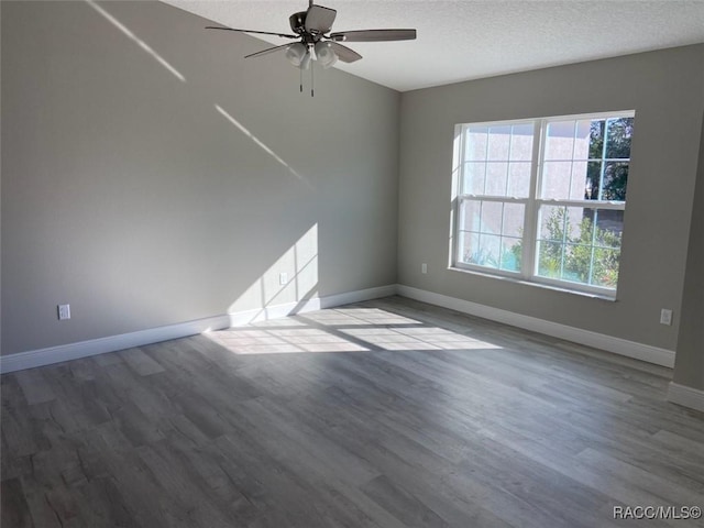 spare room with a wealth of natural light, a textured ceiling, and light hardwood / wood-style flooring