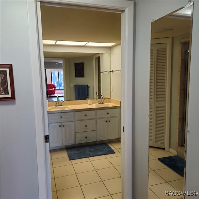 bathroom featuring vanity and tile patterned floors