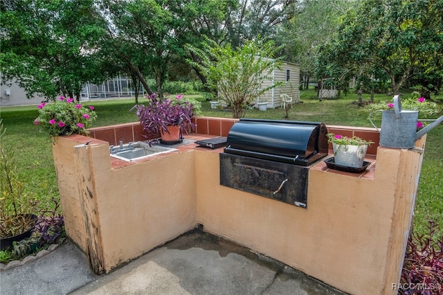 view of patio with exterior kitchen