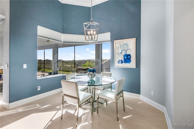 dining area featuring a chandelier