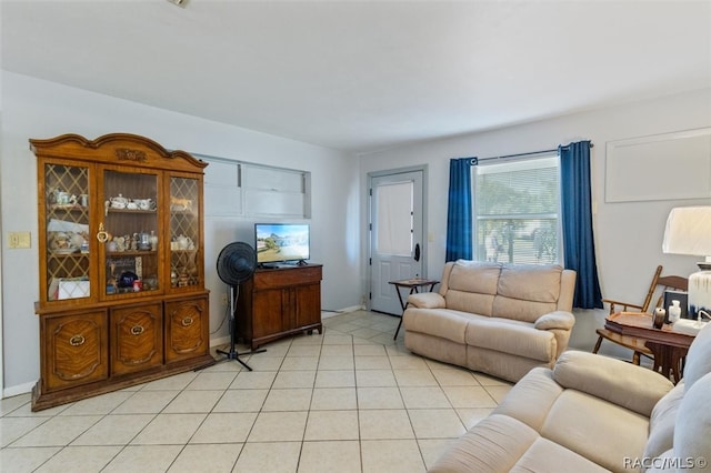 view of tiled living room