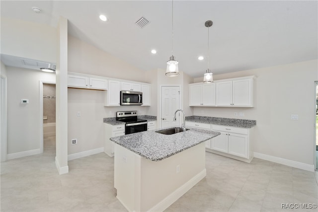 kitchen with white cabinetry, sink, and stainless steel appliances