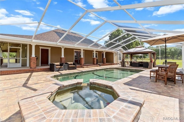 6854 W Sentinel Post Path, Beverly Hills, FL 34465 - view of pool with an outdoor hangout area, glass enclosure, and a patio
