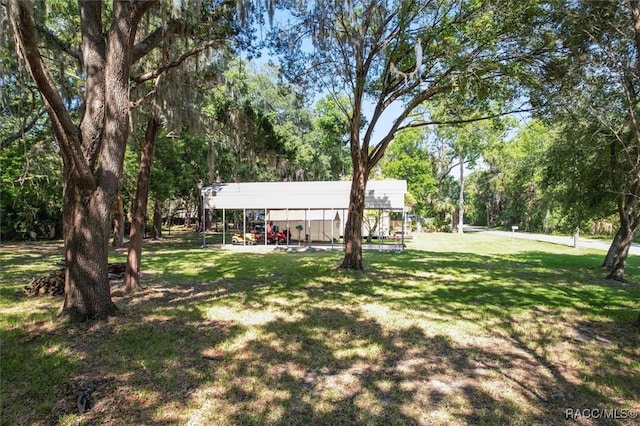 view of yard with a carport