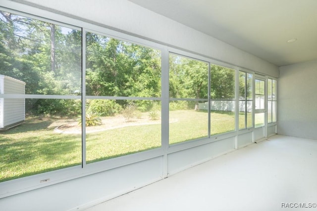 view of unfurnished sunroom