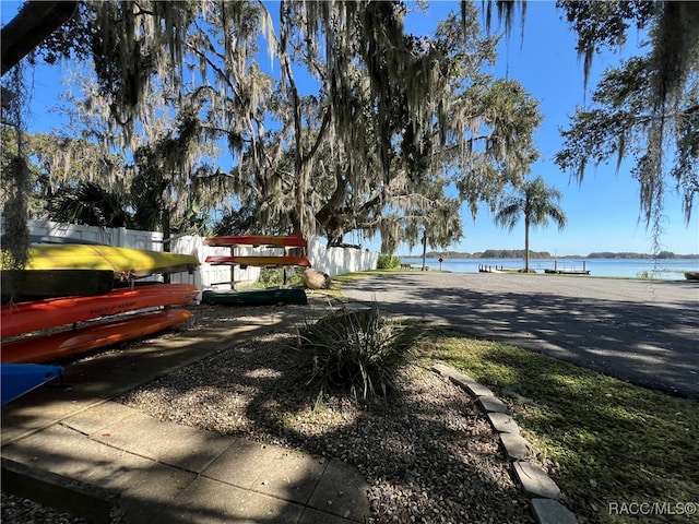 view of street featuring a water view