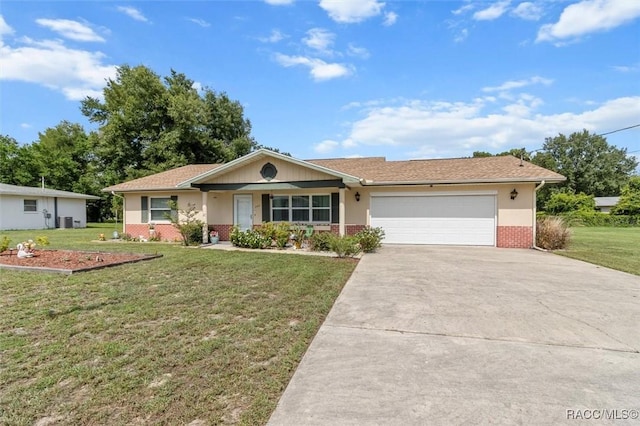732 Wharton Ter, Inverness, FL 34450 - ranch-style house with a garage, a front lawn, driveway, and brick siding