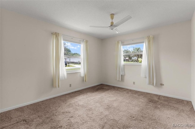 732 Wharton Ter, Inverness, FL 34450 - spare room featuring carpet, plenty of natural light, a ceiling fan, and a textured ceiling