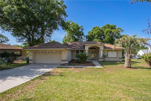 604 Morse St, Inverness, FL 34452 - view of front of property featuring stucco siding, a garage, driveway, and a front lawn