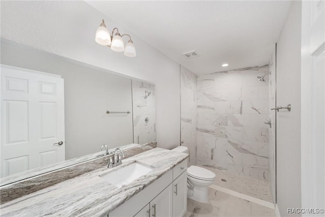 2114 W Magenta Dr, Citrus Springs, FL 34434 - full bath with toilet, marble finish floor, visible vents, and a marble finish shower