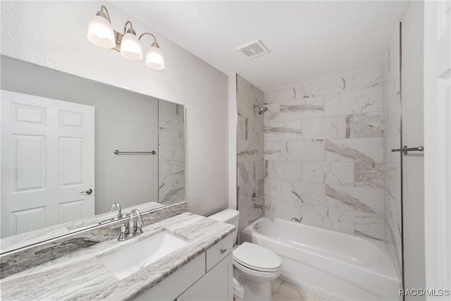 2114 W Magenta Dr, Citrus Springs, FL 34434 - bathroom with shower / bathing tub combination, vanity, toilet, and visible vents