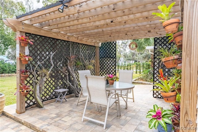 view of patio with a pergola