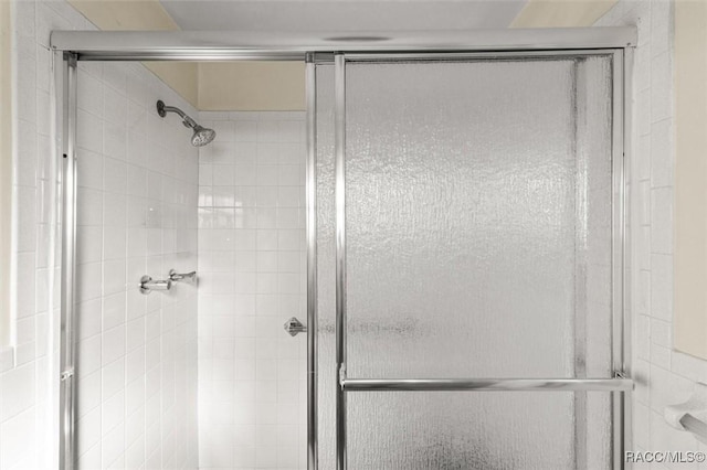 bathroom with a stall shower