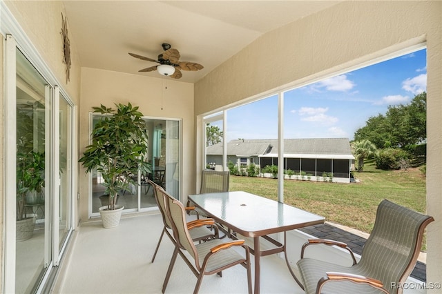 795 W Toucan Loop, Hernando, FL 34442 - sunroom with ceiling fan, outdoor dining area, and lofted ceiling