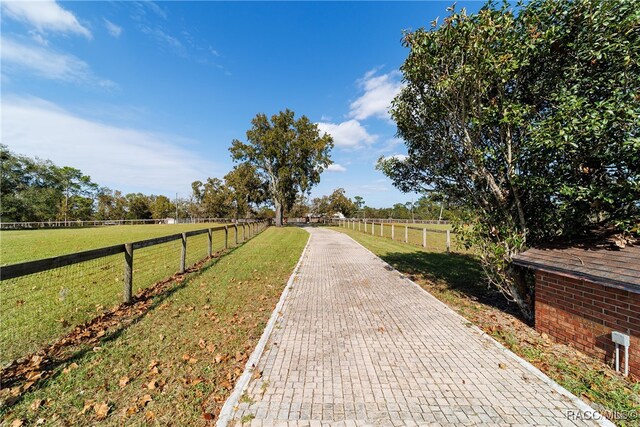 view of road featuring a rural view