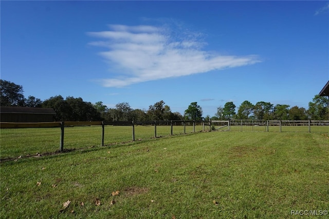 view of yard with a rural view