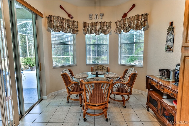 view of tiled dining space