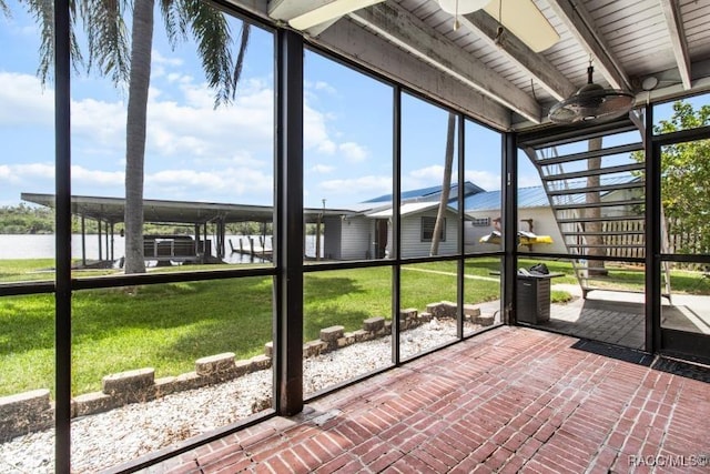 10684 W Halls River Rd Unit 2, Homosassa, FL 34448 - unfurnished sunroom featuring a water view