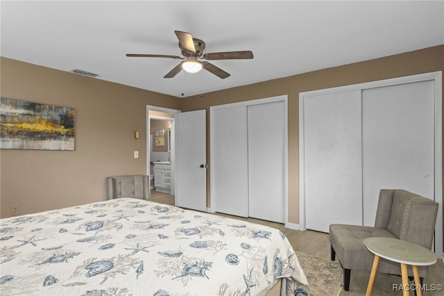 4 S Columbus St, Beverly Hills, FL 34465 - bedroom featuring two closets, wood finished floors, and ceiling fan