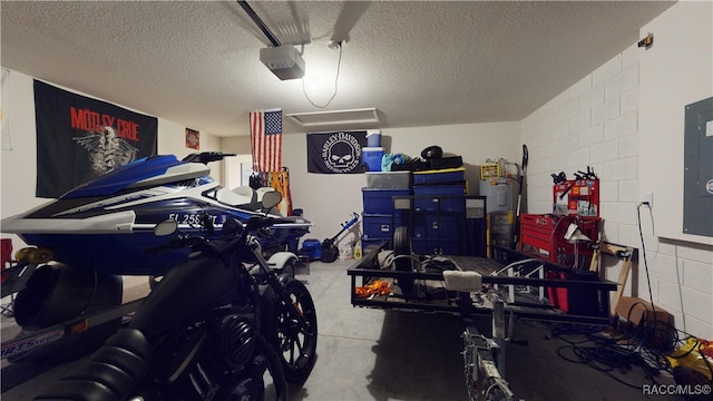 garage with a garage door opener