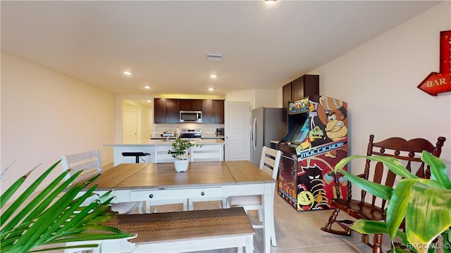 view of tiled dining room