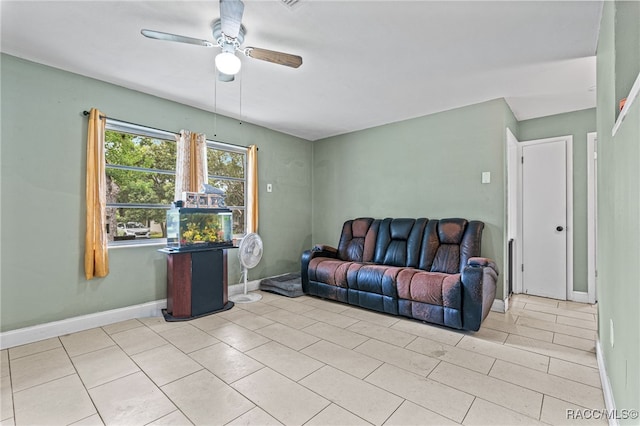 8 S Columbus St, Beverly Hills, FL 34465 - living area featuring a ceiling fan and light tile patterned flooring