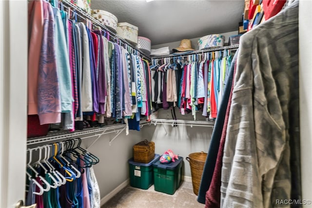 spacious closet with carpet floors