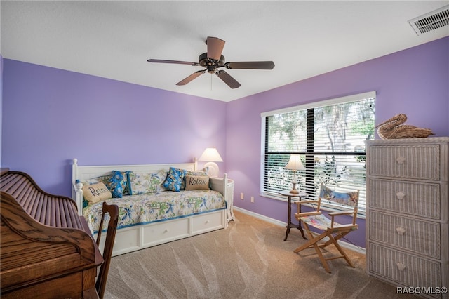 interior space featuring ceiling fan