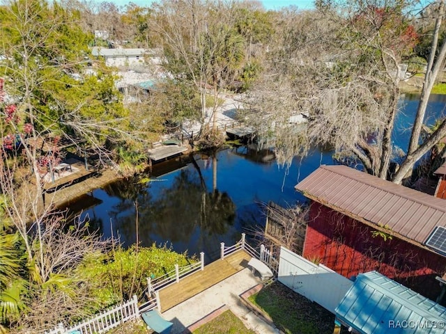 dock area featuring a water view