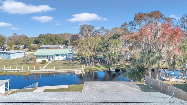 exterior space featuring a water view