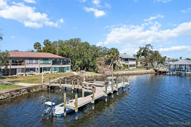 dock area featuring a water view