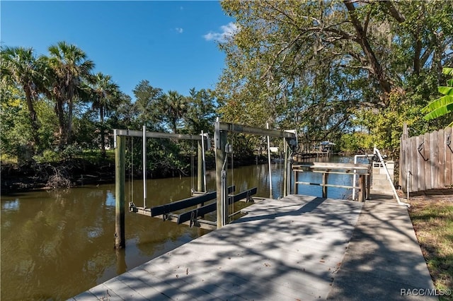 view of dock featuring a water view