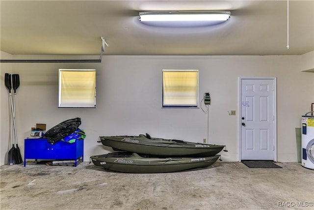 garage featuring electric water heater