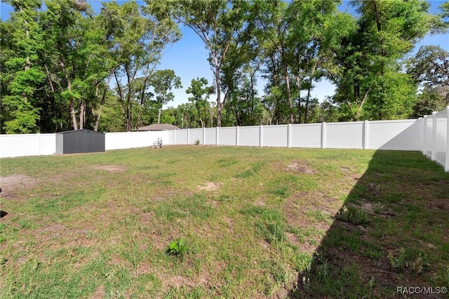 view of yard with a fenced backyard