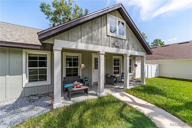 exterior space with a lawn