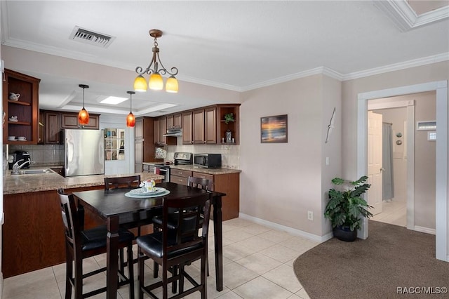 4015 E Parsons Point Rd, Hernando, FL 34442 - dining room with light tile patterned floors and ornamental molding