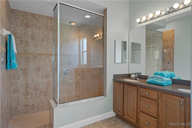 1918 W Crystal Mae Path, Lecanto, FL 34461 - full bathroom featuring double vanity, a walk in shower, a sink, and tile patterned flooring
