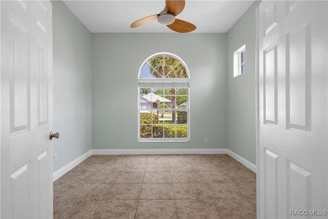 1918 W Crystal Mae Path, Lecanto, FL 34461 - tiled empty room with a ceiling fan and baseboards