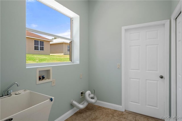 1918 W Crystal Mae Path, Lecanto, FL 34461 - clothes washing area with laundry area, baseboards, hookup for a washing machine, tile patterned floors, and a sink