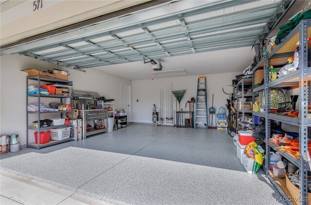 garage with a garage door opener