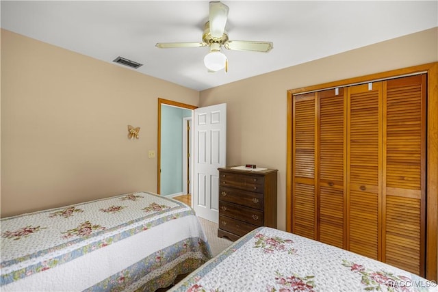 1179 N Point Lonesome Rd, Inverness, FL 34453 - bedroom with a closet and ceiling fan