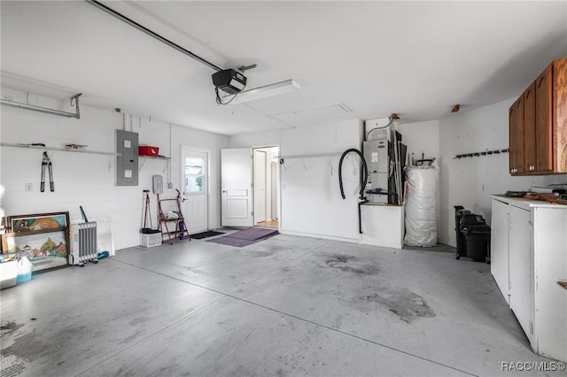 1868 W Shanelle Path, Lecanto, FL 34461 - garage featuring electric panel, a garage door opener, heating unit, and water heater