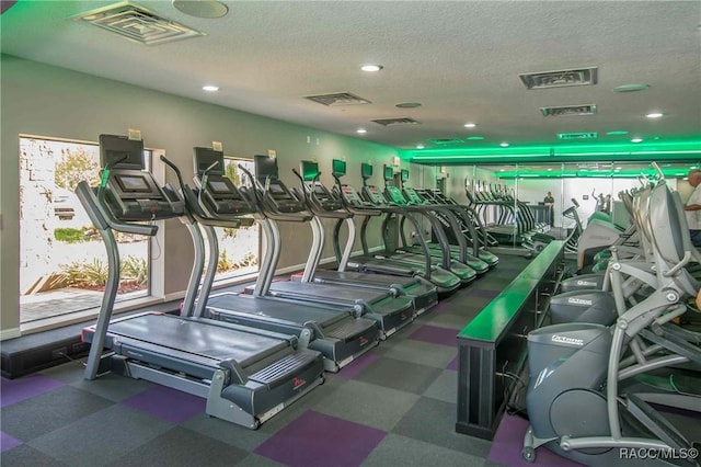 1868 W Shanelle Path, Lecanto, FL 34461 - gym featuring a textured ceiling and recessed lighting